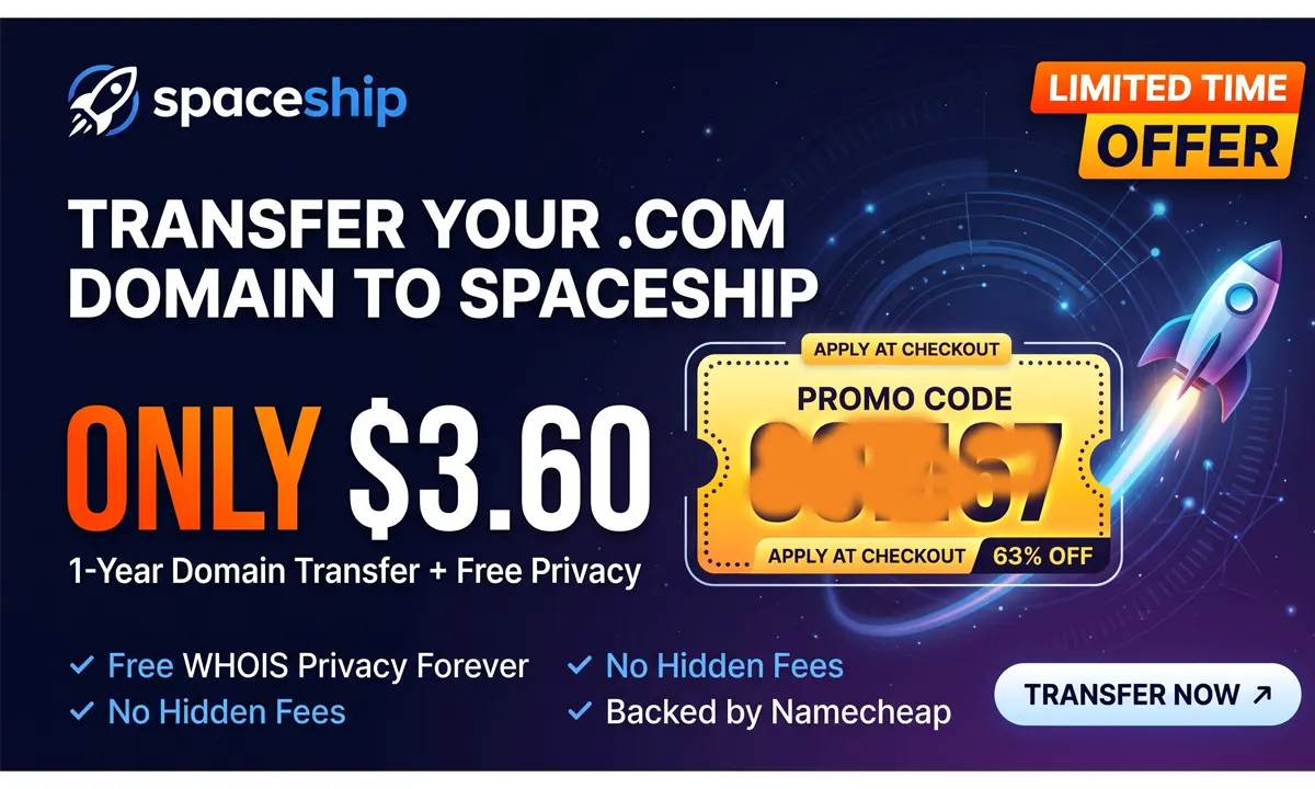 Spaceship Transfer Domain Promo Code: Only $3.60 (Limited Time)